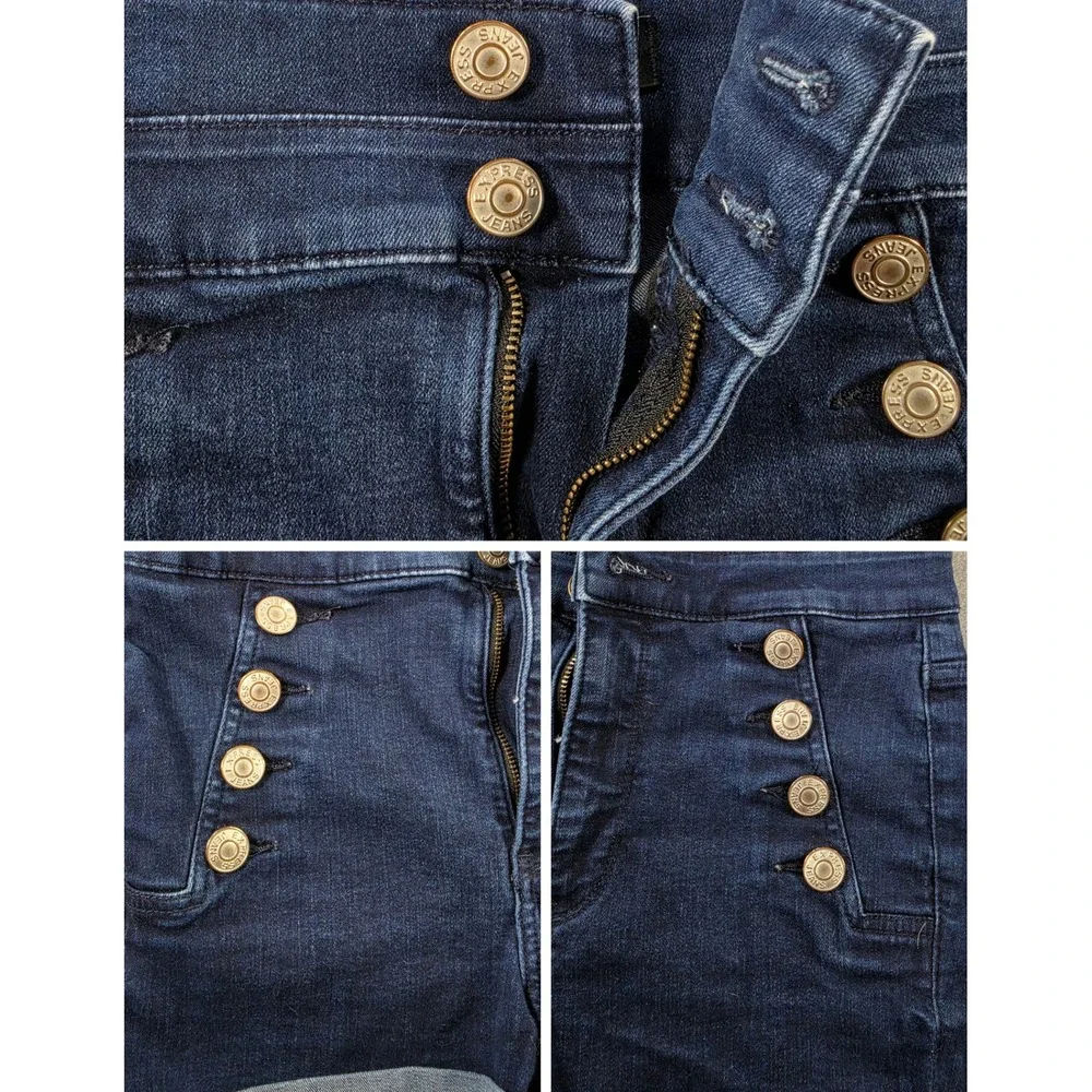 Perfect Super High Rise Sailor Shorts Womens 6 Long Dark Wash Express‎